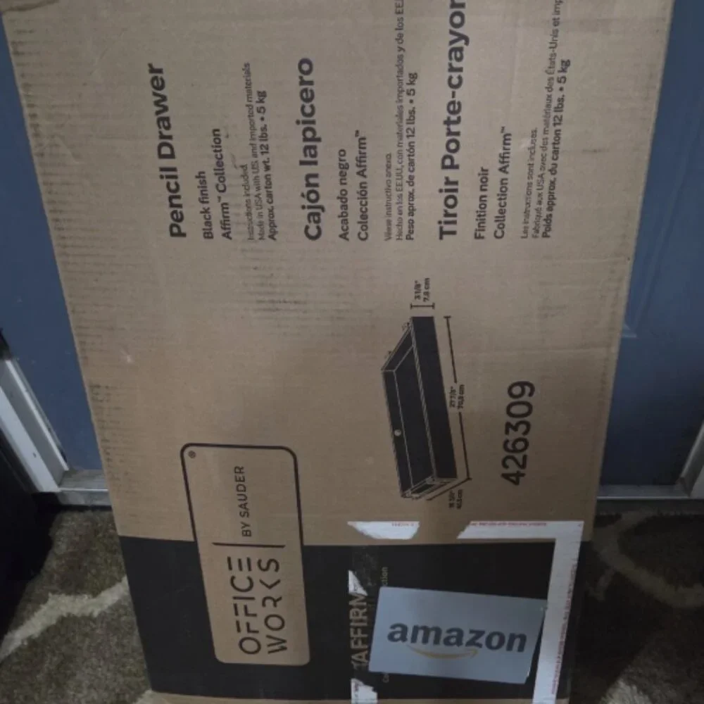 Affirm 27.874 in. Black Computer Desk Pencil Drawer